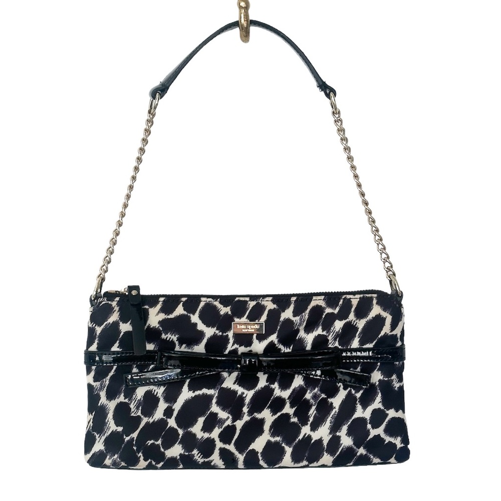 Kate Spade Animal Print Style Purse Clutch Bag Black Patent Gold